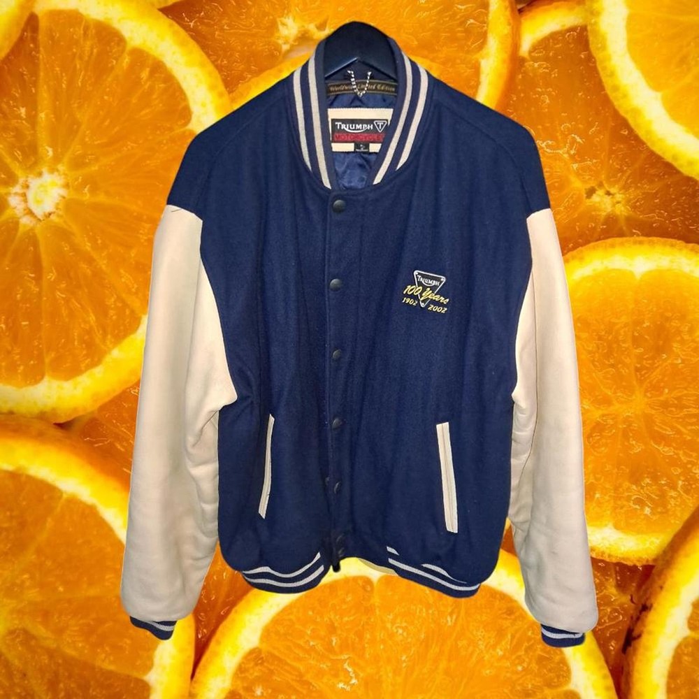 Vintage Triumph 100 Anniversary Limited Edition Varsity Motorcycle Jacket
